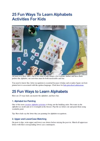 25 Fun Ways to Learn Alphabets Activities for Kids - EuroKids