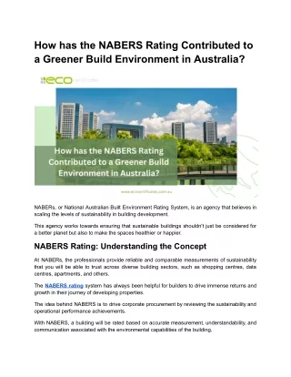 How has the NABERS Rating Contributed to a Greener Build Environment in Australia