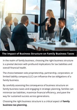 The Impact of Business Structure on Family Business Taxes