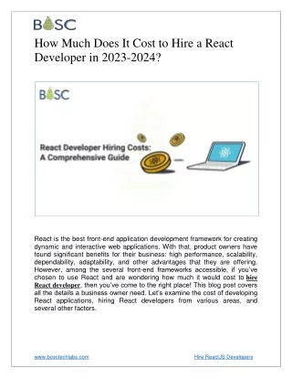 How Much Does Hire React Developer Cost in 23-2024?