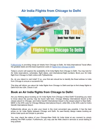 Air India Flights from Chicago to Delhi