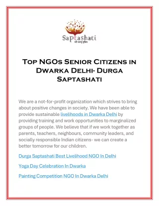 Top NGOs Senior Citizens in Dwarka Delhi- Durga Saptashati