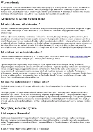 Biznes online: aktualne informacje dla przedsiębiorców