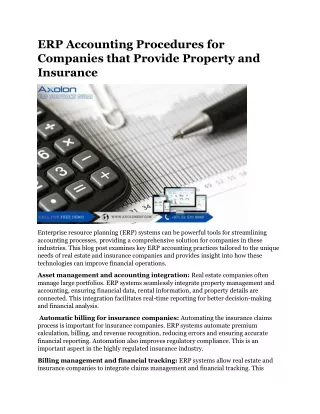 ERP Accounting Procedures for Companies that Provide Property and Insurance