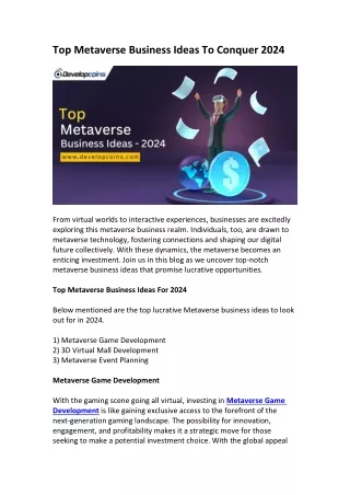 Top Metaverse Business Ideas 2024