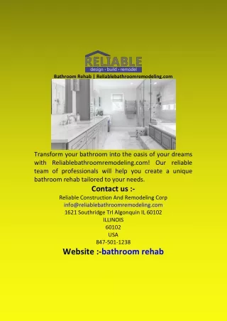 Bathroom Rehab  Reliablebathroomremodeling com