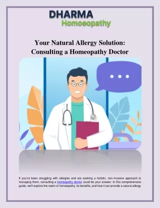 Your Natural Allergy Solution Consulting a Homeopathy Doctor