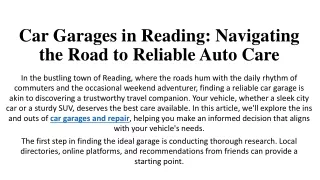 Car Garages in Reading Navigating the Road to Reliable Auto Care