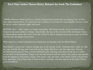 First Time Author Sharon Henry Releases her book The Embalme