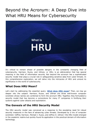 Beyond the Acronym: A Deep Dive into What HRU Means for Cybersecurity