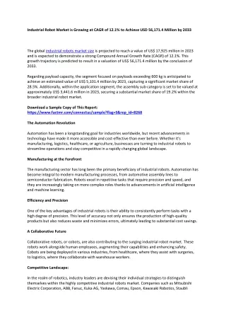 Industrial Robot Market Size, Share, Trends, Opportunities, Growth Analysis