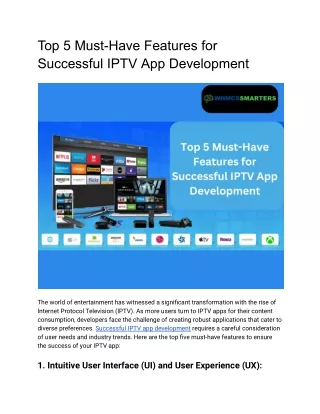 Top 5 Must-Have Features for Successful IPTV App Development