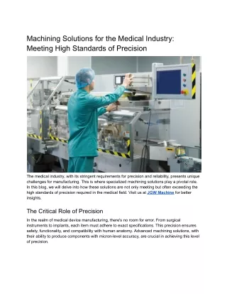 Machining Solutions in Medical Industry - Precision Key
