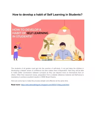 How to develop a habit of Self Learning in Students?