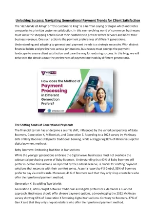 Unlocking Success Navigating Generational Payment Trends for Client Satisfaction