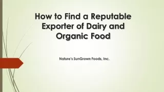 How to Find a Reputable Exporter of Dairy and Organic Food