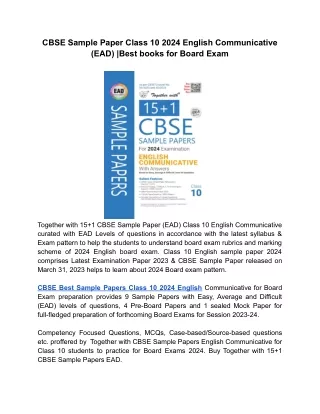 Best CBSE Sample Papers Class 10 English Communicative Sample Paper 2024 | Toget