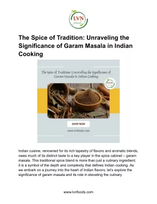 The Spice of Tradition_ Unraveling the Significance of Garam Masala in Indian Cooking