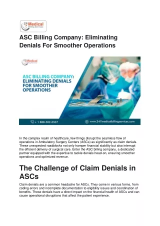 ASC Billing Company - Eliminating Denials for smoother experience