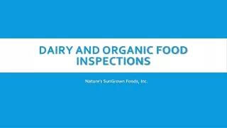 Dairy and Organic Food Inspections