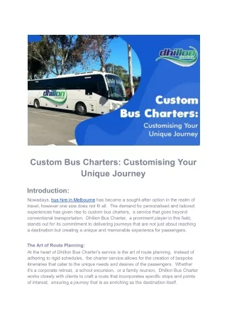 Tailor-Made Bus Charters: Tailoring Your Exceptional Tour