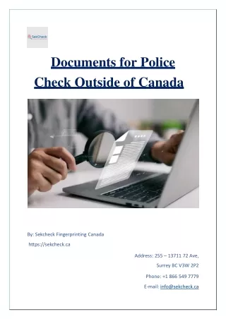 Documents for Police Check Outside of Canada