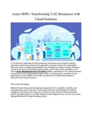 Azure MSPs - Transforming UAE Businesses with Cloud Solutions