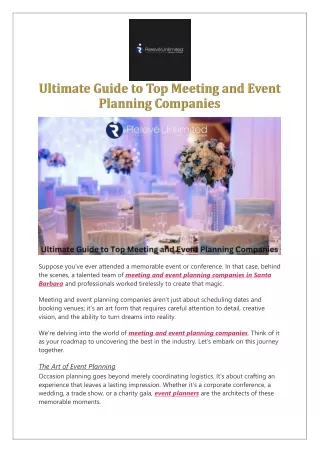 Ultimate Guide to Top Meeting and Event Planning Companies