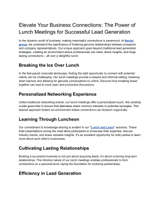 Elevate Your Business Connections_ The Power of Lunch Meetings for Successful Lead Generation