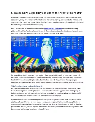 Slovakia Euro Cup They can clinch their spot at Euro 2024
