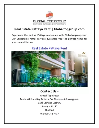 Real Estate Pattaya Rent | Globaltopgroup.com