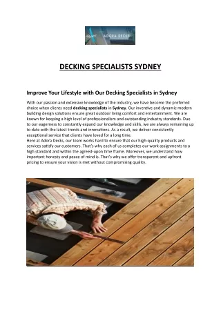 DECKING SPECIALISTS SYDNEY