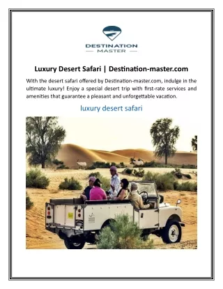 Luxury Desert Safari  Destination-master