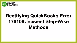Learn How To Resolve QuickBooks Error 176109