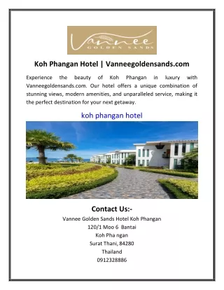 Koh Phangan Hotel | Vanneegoldensands.com