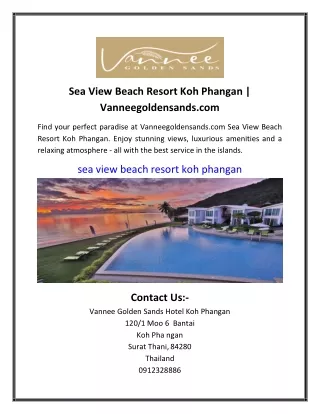 Sea View Beach Resort Koh Phangan | Vanneegoldensands.com