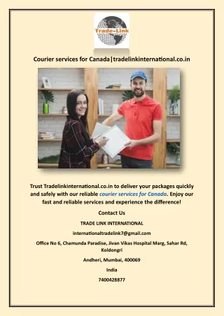 Courier services for Canada|tradelinkinternational.co.in