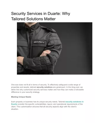 Security Services in Duarte_ Why Tailored Solutions Matter