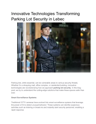 Innovative Technologies Transforming Parking Lot Security in Lebec