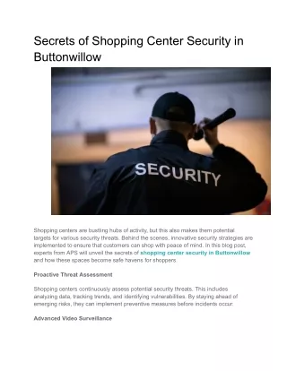 Secrets of Shopping Center Security in Buttonwillow
