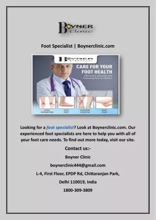 Foot Specialist | Boynerclinic.com