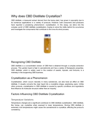 Why does CBD distillate crystallize