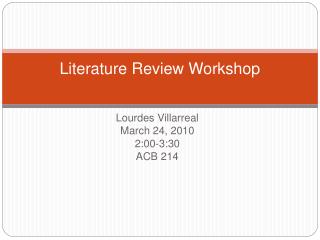 Literature Review Workshop