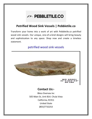 Petrified Wood Sink Vessels | Pebbletile.co