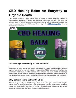 CBD Healing Balm_ A Gateway to Natural Wellness