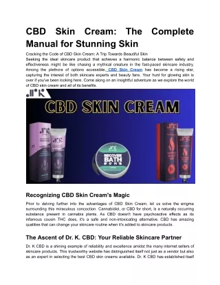 CBD Skin Cream_ The Ultimate Guide to Radiant Skin