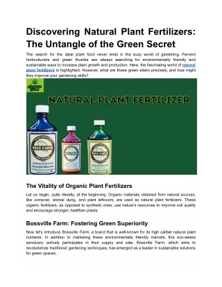 Unlocking the Green Secret_ Exploring the Natural Plant Fertilizers