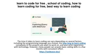 learn to code for free , school of coding, how to learn coding for free, best way to learn coding