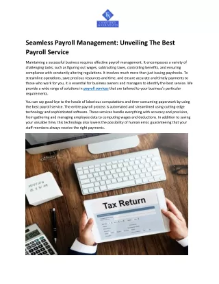 Seamless Payroll Management Unveiling The Best Payroll Service