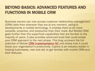 Beyond Basics Advanced Features and Functions in Mobile CRM